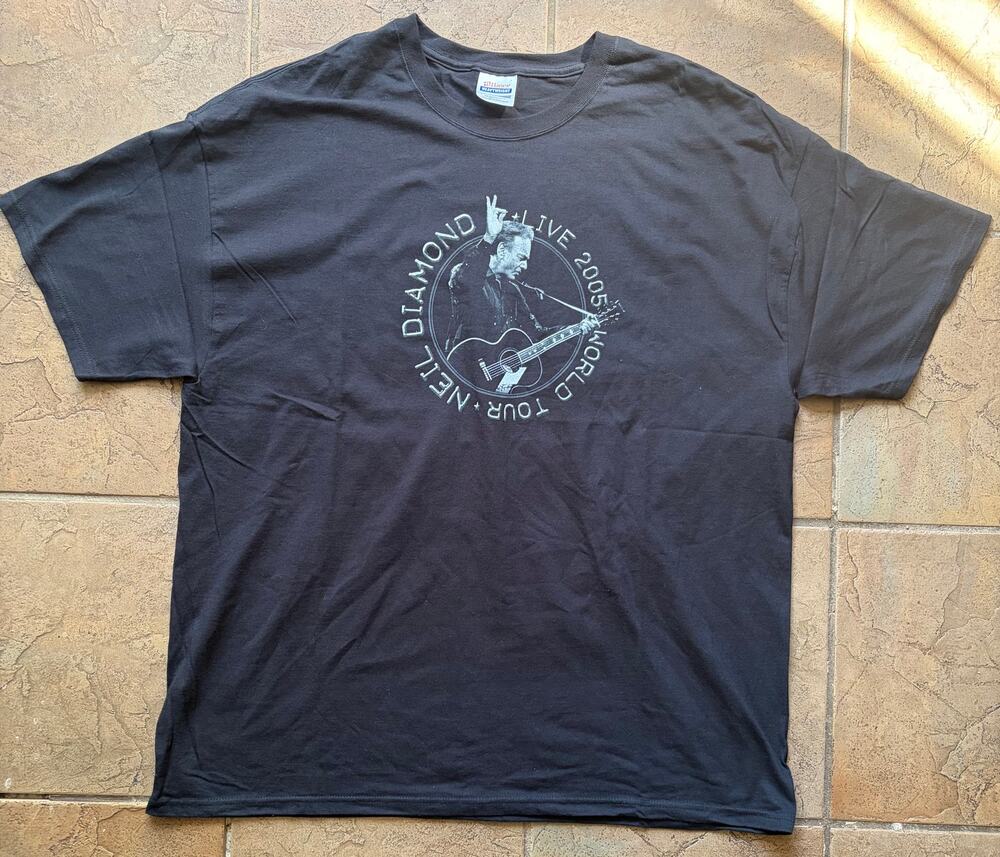 Vintage 2005 Neil Diamond World Tour Concert T-Shirt Black Hanes XXL